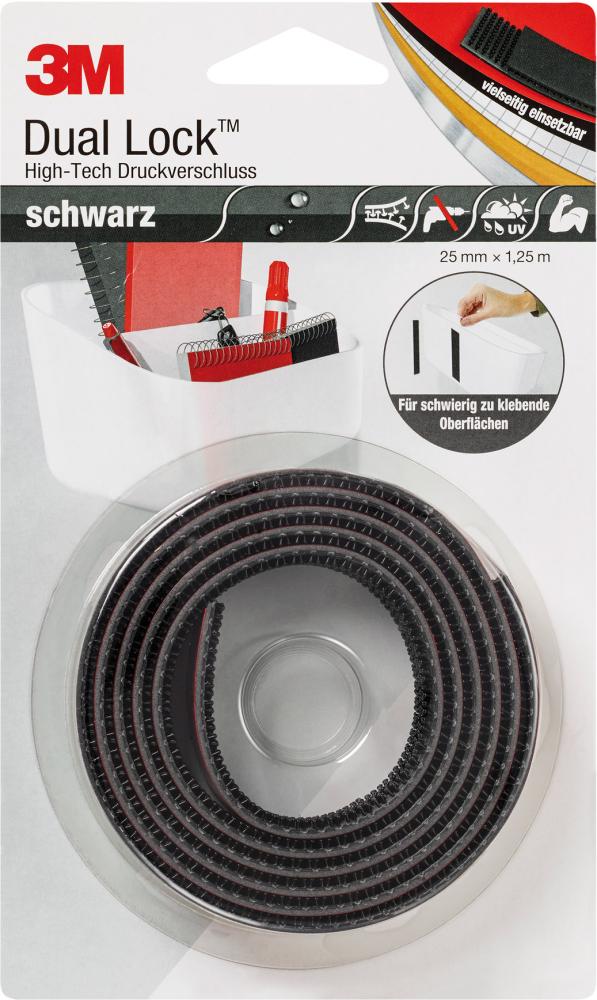 Produktbild 3M Druckverschluss Dual Lock schwarz 25 mm Rolle mit 1,25 Meter