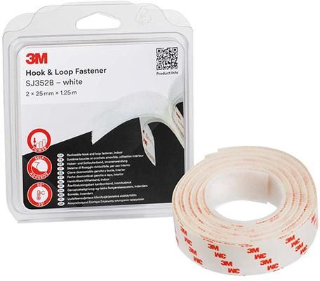 Produktbild 3M Hakenband und Schlaufenband SJ352B weiß 25 mm Rolle mit 1,25 Meter