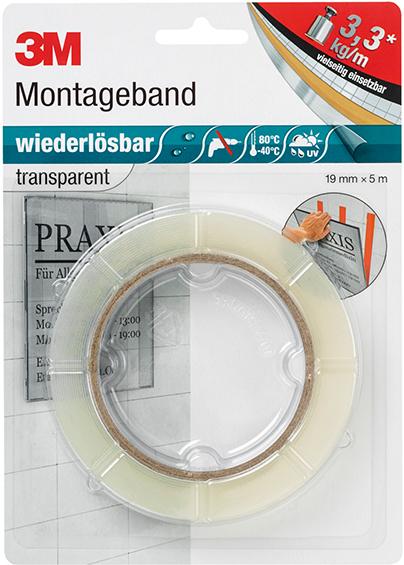 Produktbild 3M Montageklebeband Power wiederlösbar 19 mm Rolle mit 5 Meter
