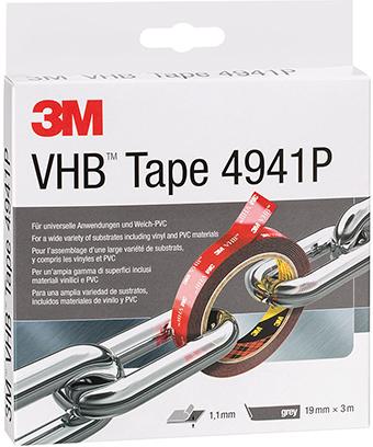 Produktbild 3M Klebeband doppelseitig 4941P grau 19 mm Rolle mit 3 Meter