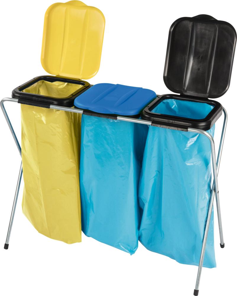 Produktbild Nölle Abfallsammler Mülleimer 3x 120l mit Deckel gelb blau schwarz