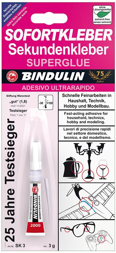 Produktbild Bindulin Sofortkleber SK3 Tube mit 3 Gramm