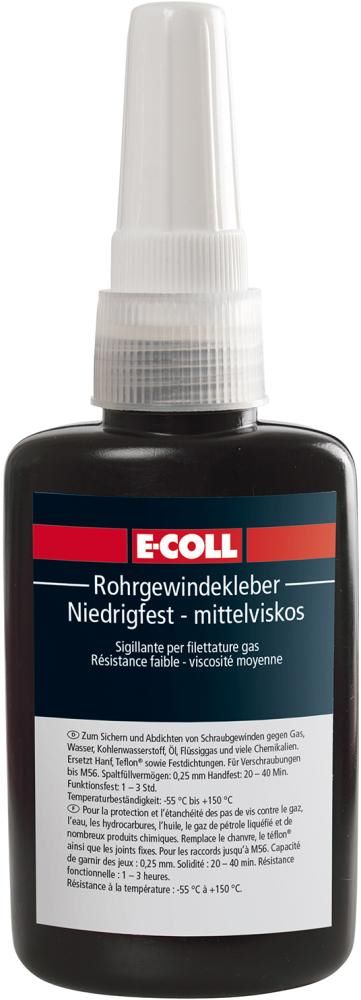 Produktbild E-Coll Rohrgewindekleber hochfest mittelviskos Flasche mit 50 ml