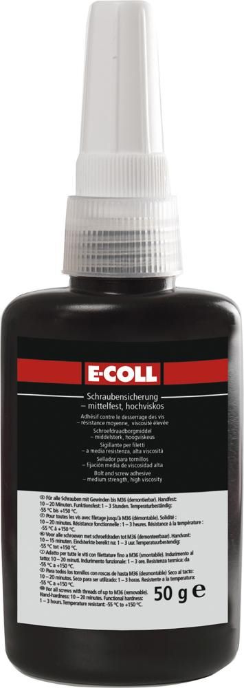Produktbild E-Coll Schraubensicherung mittelfest hochviskos Flasche mit 50 ml