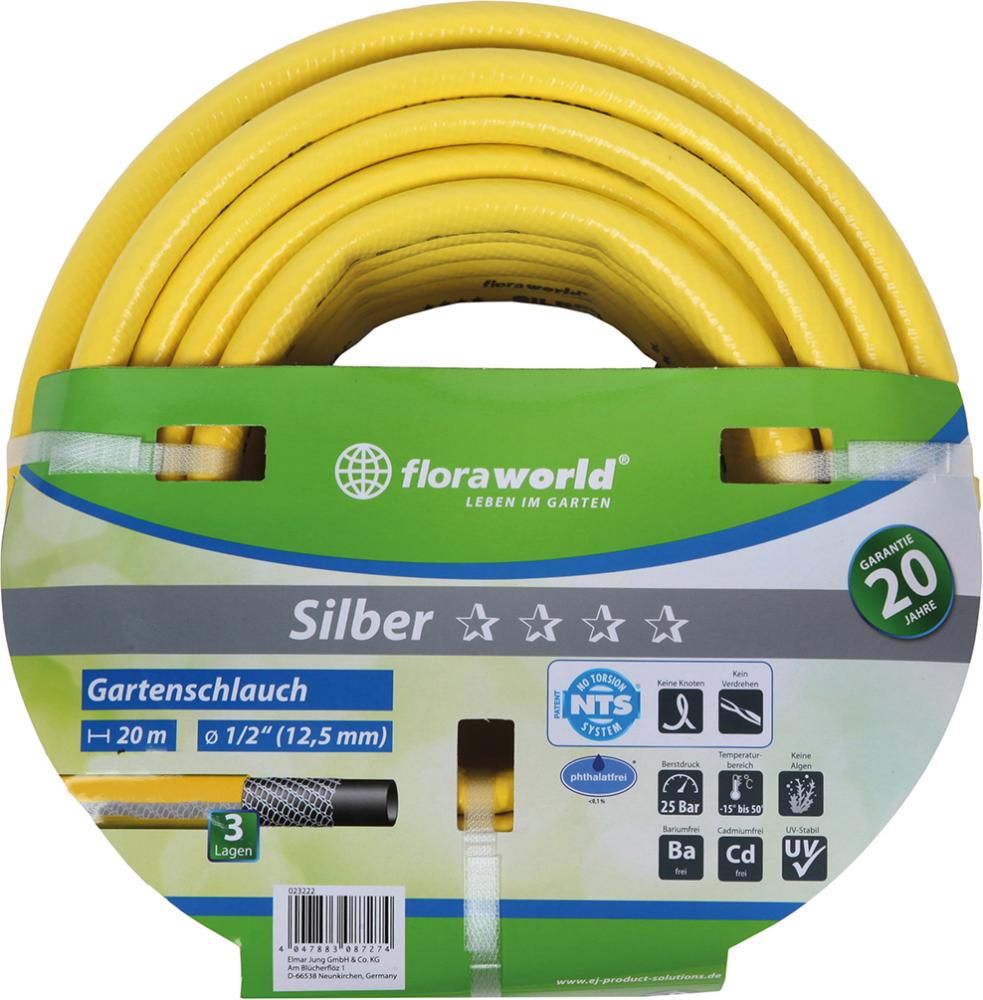 Produktbild Floraworld Gartenwasserschlauch 20 mm 3/4 Zoll 50 m Silber