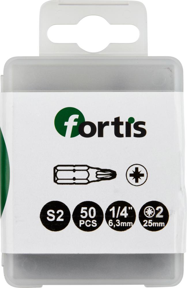 Produktbild Fortis Bit 1/4 Zoll DIN3126 C6,3 Kreuzschlitz PZ2 x 25 mm Box mit 50 Stück