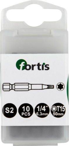 Produktbild Fortis Bit 1/4 Zoll DIN3126E6,3 Torx T15 x 50 mm Box mit 10 Stück