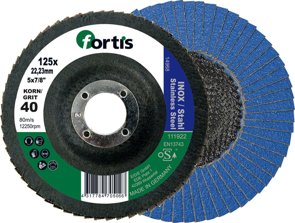 Produktbild Fortis Fächerschleifscheibe Inox Stahl 125 mm K60 gerade