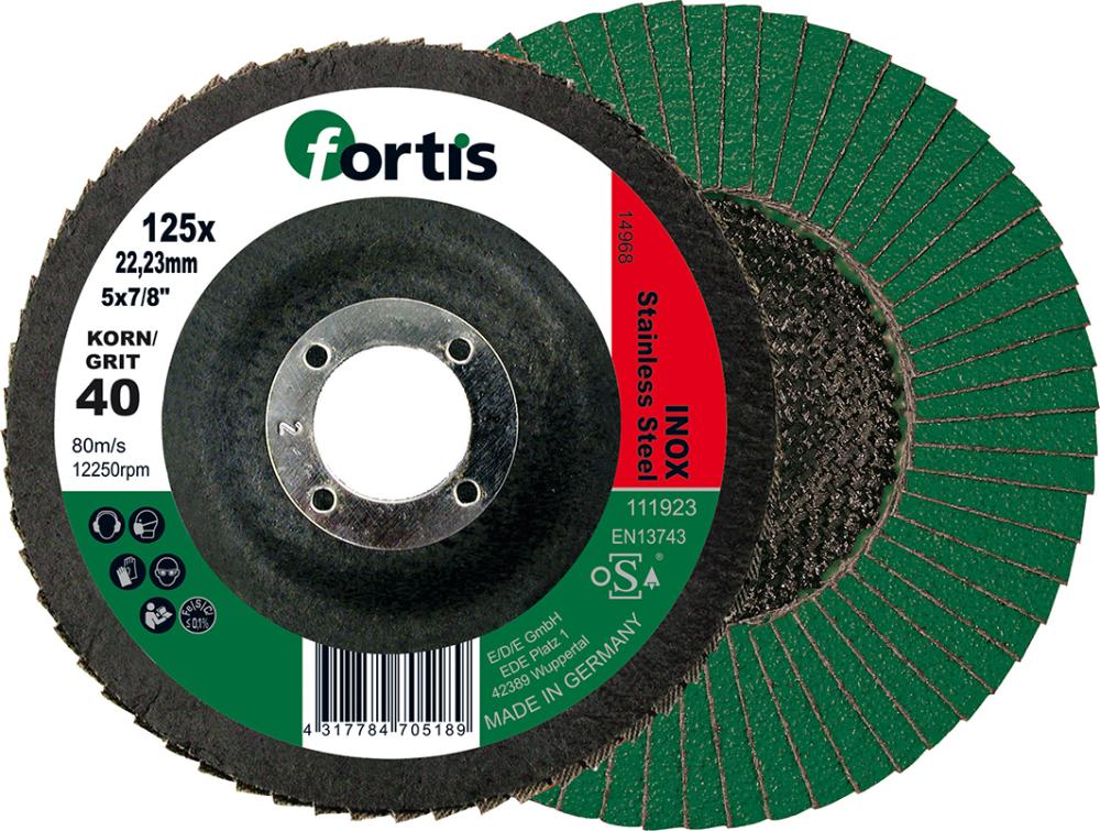 Produktbild Fortis Fächerschleifscheibe Inox125 mm K80 gewölbt
