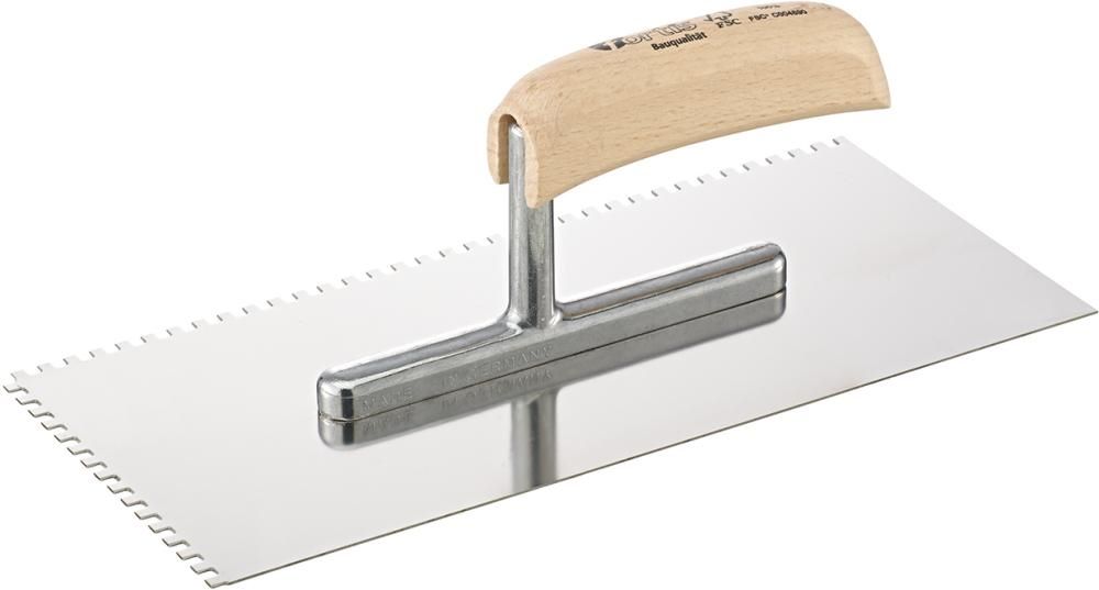 Produktbild Fortis Glättekelle 280 x 130 mm gezahnt 4 x 4 mm rostfrei Bauqualität