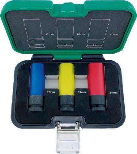 Produktbild Fortis Kraft Steckschlüsseleinsatz Satz mit Kunststoffhülse 1/2 Zoll 3 Teile