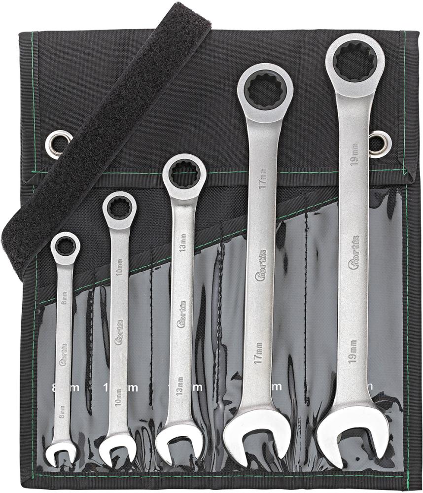 Produktbild Fortis Maulschlüssel 5 teiliger Satz mit Ringratsche umschaltbar