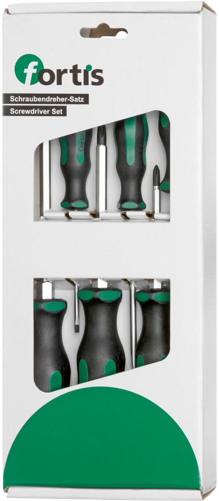Produktbild Fortis  Schraubendrehersatz mit Schlagkappe für Kreuz und Schlitz 6 Teile