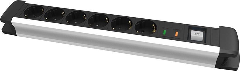 Produktbild Fortis Steckdosenleiste 6 fach H05VV-F3G1,5 Kabellänge 1,6 m Aluminium bild 2