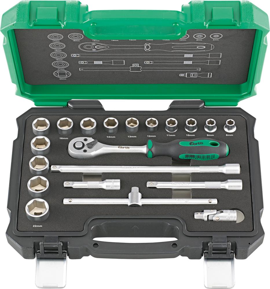 Produktbild Fortis Steckschlüsselgarnitur 3/8 Zoll 20 Teile