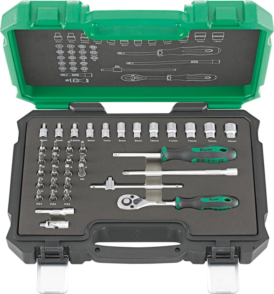Produktbild Fortis Steckschlüssel Garnitur 1/4 Zoll im Koffer 36 Teile bild 1