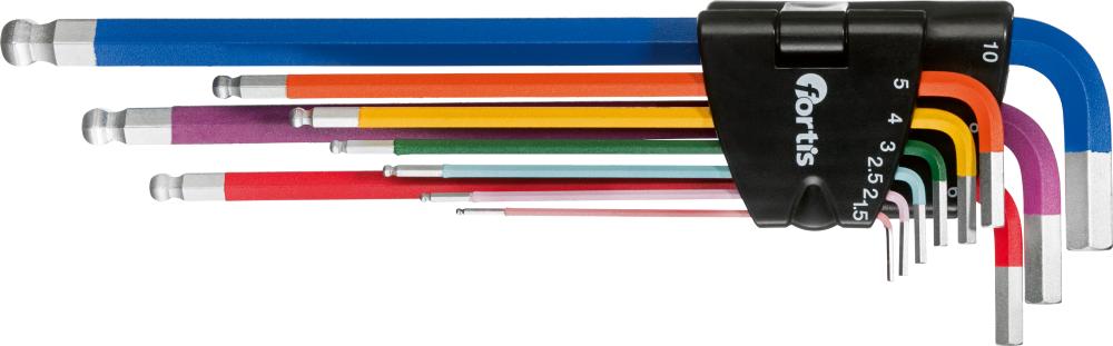 Produktbild Fortis  Winkelschraubendrehersatz Clip für 6kant 1,5-10 mm bunt 9 Teile