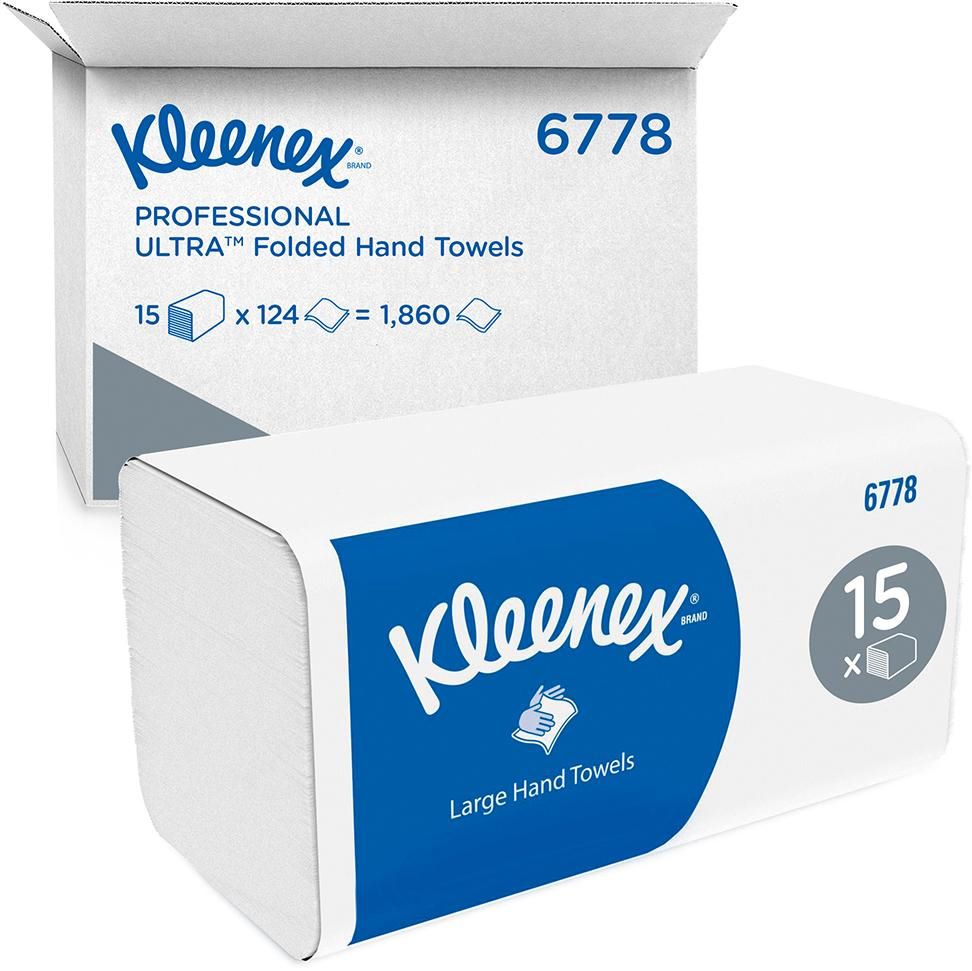 Produktbild Kimberly-Clark Falthandtücher weiß 318 x 215 mm 2 lagig Pack mit 124 Tücher