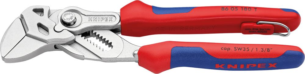 Produktbild Knipex Zangenschlüssel verchromt mit Sicherheitsöse 180 mm 2K