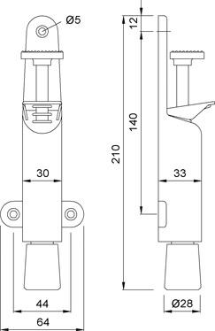 Produktbild KWS 1028 Türfeststeller 50 mm Hub abgerundet bild 2