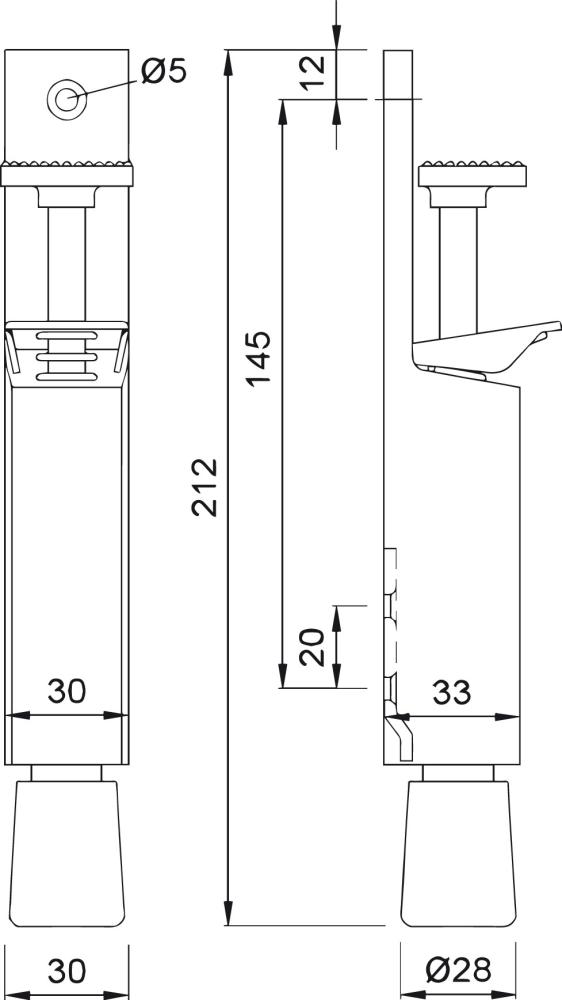 Produktbild KWS Türfeststeller 1081 30 mm Hub silber eloxiert bild 2