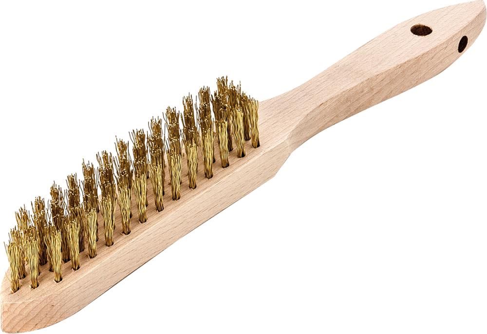 Produktbild Lessmann Handdrahtbürste Messing gewellt 0,35 mm 4-reihig