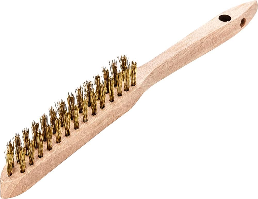 Produktbild Lessmann Handdrahtbürste Messing gewellt 0,35 mm 2 reihig