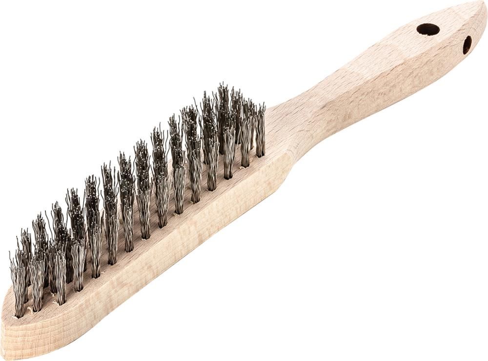 Produktbild Lessmann Handdrahtbürste rostfrei gewellt 0,35 mm 4-reihig