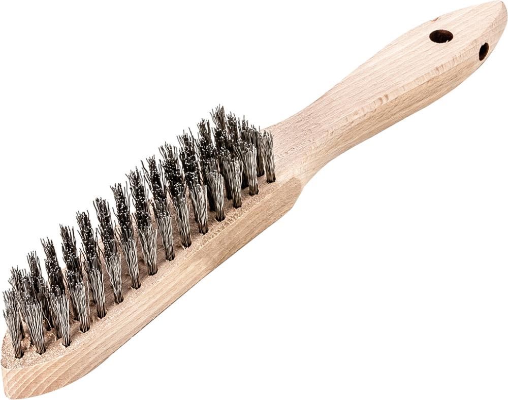 Produktbild Lessmann Handdrahtbürste rostfrei gewellt 0,35 mm 5-reihig