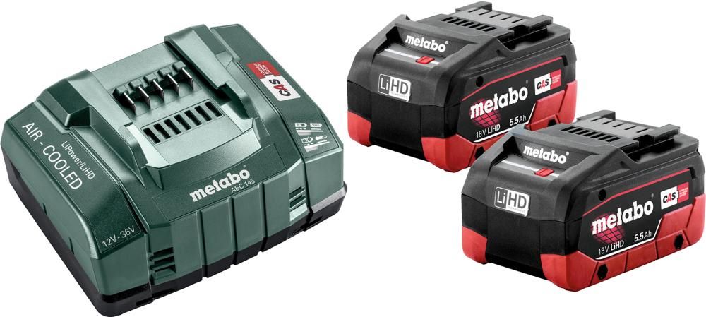 Produktbild METABO Akku Basis Set 18,0 V LiHD 2x18,0V 5,5 Ah Ladegerät ASC 145 metaBOX
