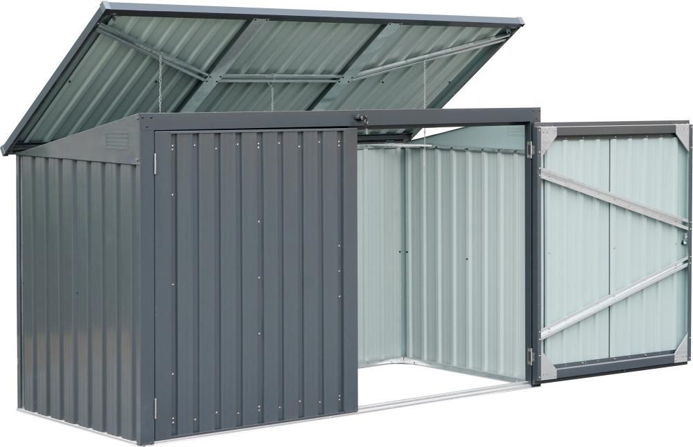 Produktbild Mülleimer Garage 3 Mülltonnen 233 x 101 x 113/134 cm