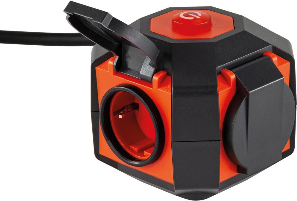 Produktbild REV Power Globe 4 fach IP44 grau orange mit Schalter 2 m