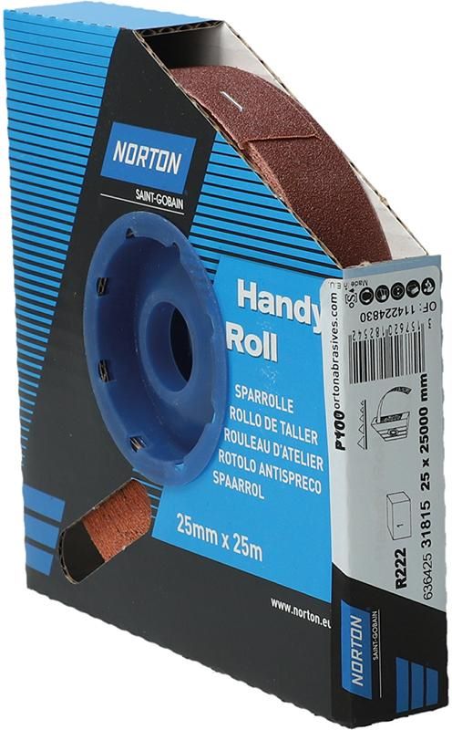 Produktbild Norton Clipper Schleifgewebe Sparrolle R222 25 mm x 25 Meter P 100