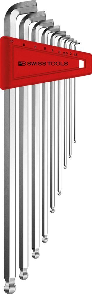Produktbild PB Swiss Tools Winkelschraubendreher-Satz 6-kant verkürztem Schenkel lang 9-teilig 1,5 - 10 mm