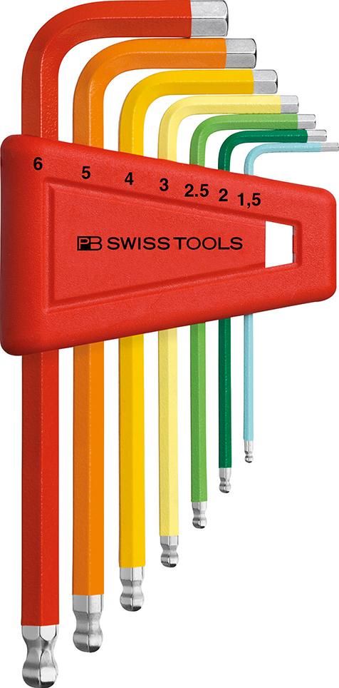 Produktbild PB Swiss Tools Winkelschraubendreher-Satz für 6-kant mit Farbcodierung 7-teilig 1,5 - 6 mm