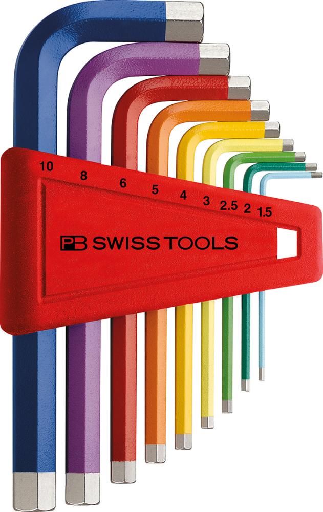 Produktbild PB Swiss Tools Winkelschraubendreher-Satz für 6-kant mit Farbcodierung 1,5 - 10 mm