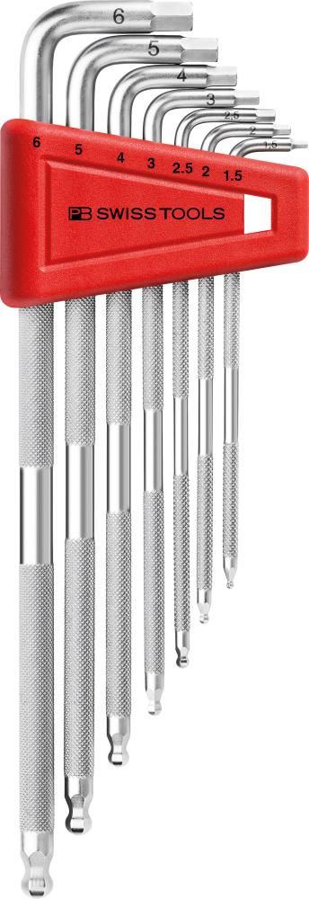 Produktbild PB Swiss Tools Winkelschraubendreher-Satz für 6-kant mit Kugelkopf lang 1,5 - 6 mm