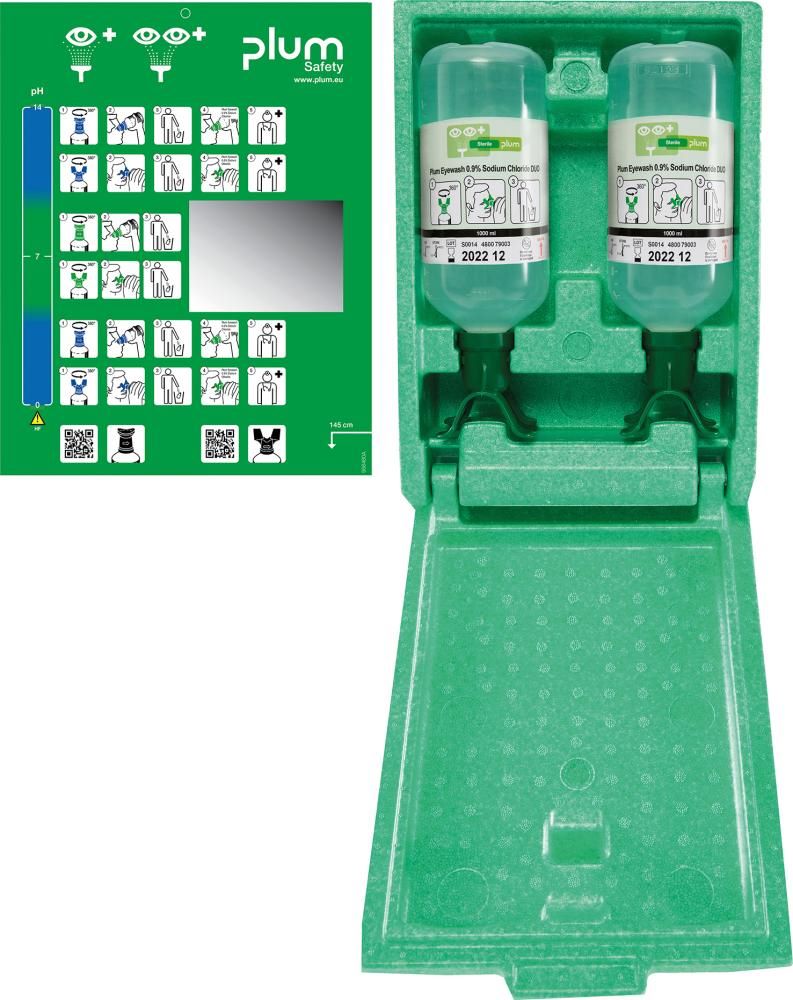 Produktbild plum Augenspülstation Duo 4816 mit 2 Flaschen Augenspüllösung 1000 ml