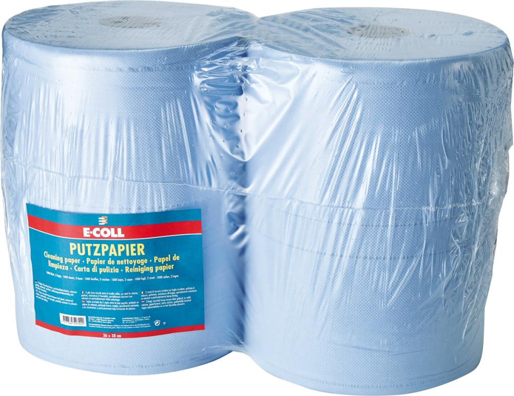 Produktbild E-Coll Putzpapier blau 2-lagig 1000 Blatt 38 x 36 cm