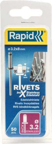 Produktbild Rapid Blindniete rostfrei 3,2 x 8 mm Edelstahl Pack mit 50 Stück