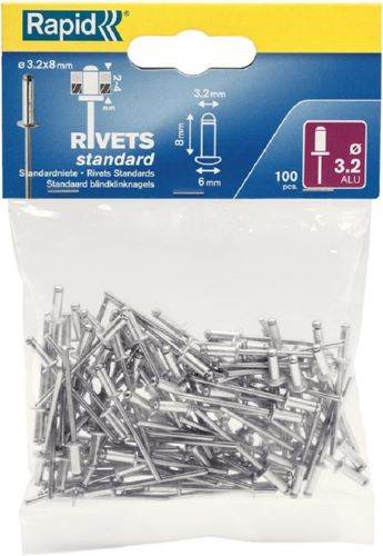 Produktbild Rapid Blindnieten Standard 3,2 x 12 mm Pack mit 100 Stück