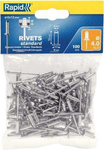 Produktbild Rapid Blindnieten Standard 4,0 x 12 mm Pack mit 100 Stück
