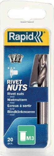 Produktbild Rapid Blindnietmuttern Stahl M3 Pack mit 20 Stück