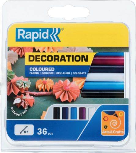 Produktbild Rapid Klebesticks Klassik 7 x 90 mm farbig Pack mit 36 Stück