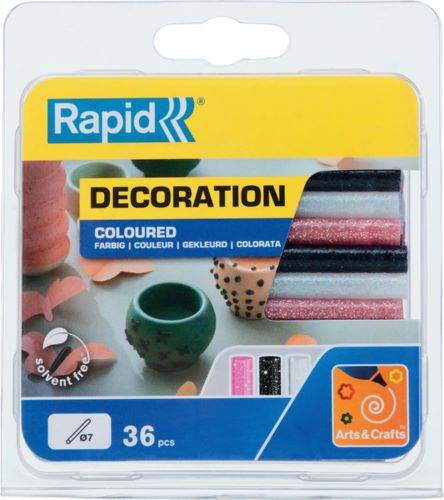 Produktbild Rapid Klebesticks universal 7 x 90 mm farbig Glitzer Pack 36 Stück