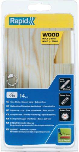 Produktbild Rapid Klebesticks Holz 12 x 190 mm Pack mit 14 Stück