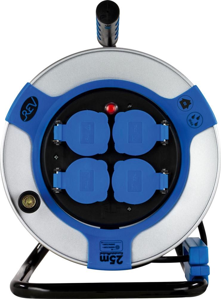 Produktbild REV Kabeltrommel 25 meter Stahl IP44 4-fach H05VV-F 3G1,5