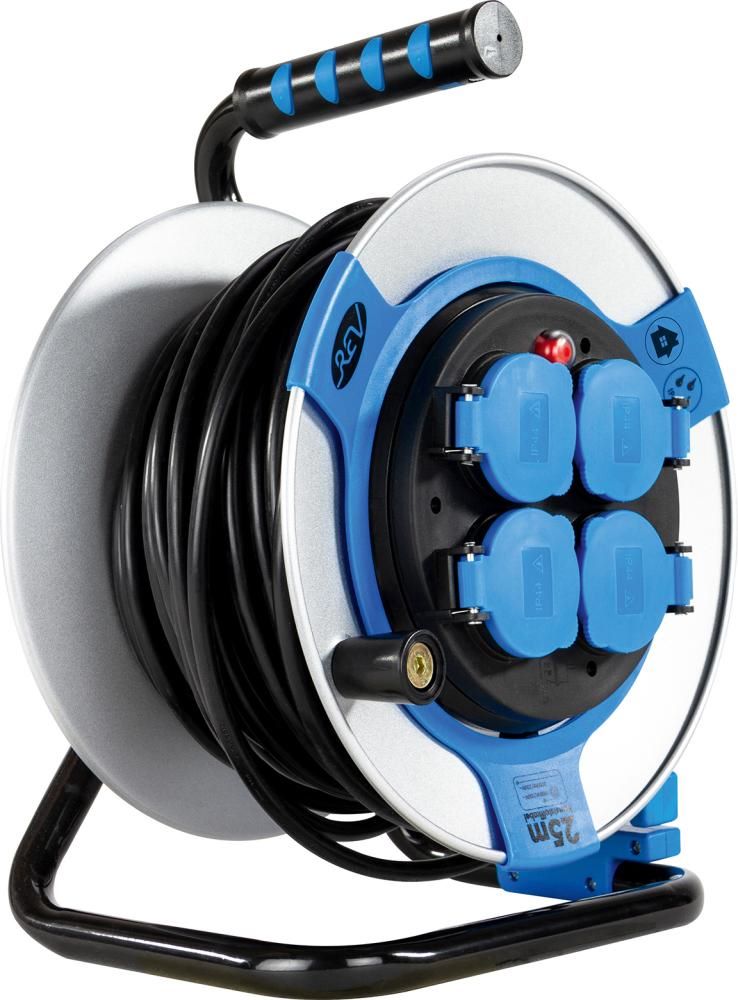 Produktbild REV Kabeltrommel 25 meter Stahl IP44 4-fach H05VV-F 3G1,5 bild 2