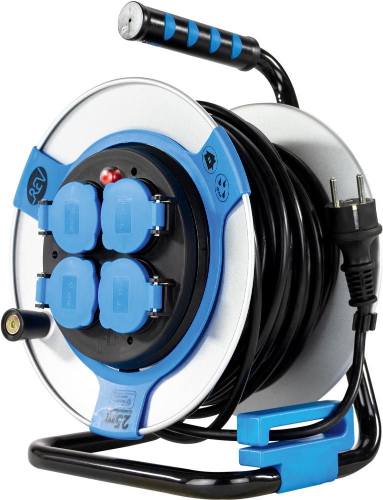 Produktbild REV Kabeltrommel 25 meter Stahl IP44 4-fach H05VV-F 3G1,5 bild 3