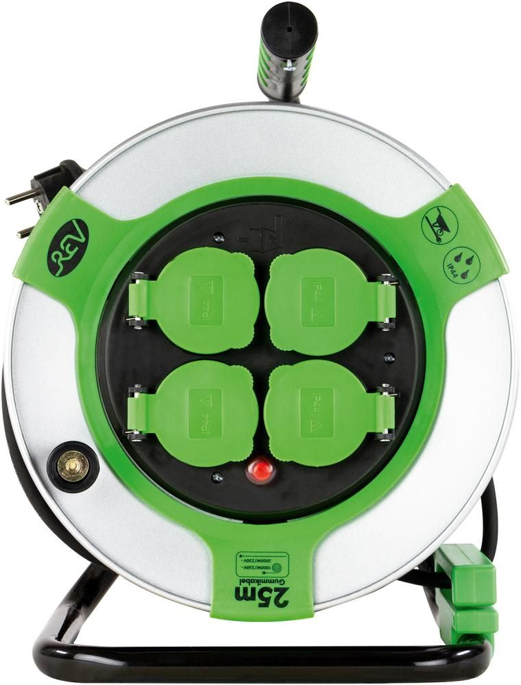 Produktbild REV Kabeltrommel 25 meter Stahl IP44 4-fach H05RR-F 3G1,5